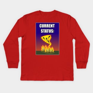 Current Status: Flaming Tornado with Sharks Kids Long Sleeve T-Shirt